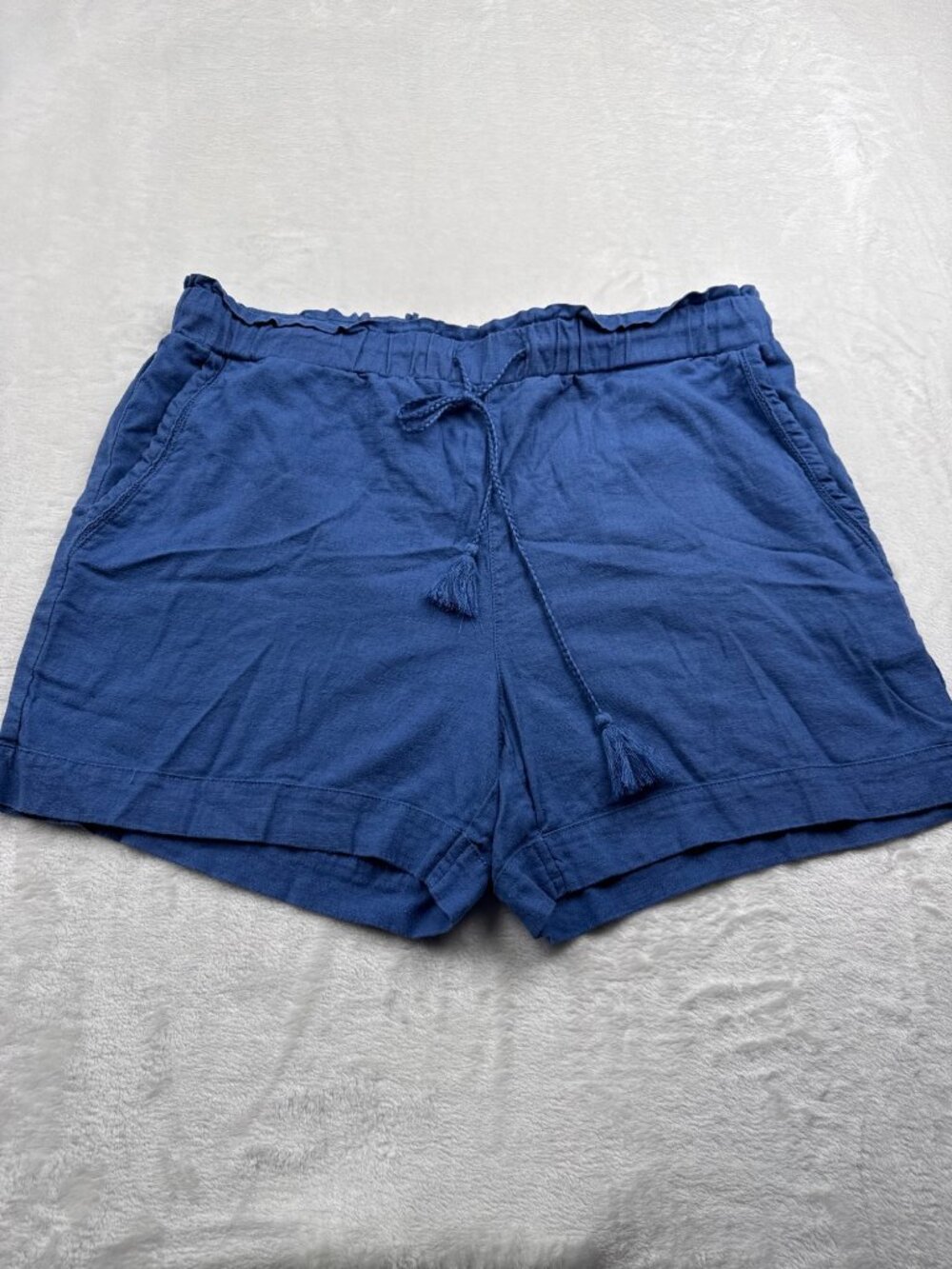 Briggs Womens Blue Elastic Waist Shorts With Pockets & Drawstring XL